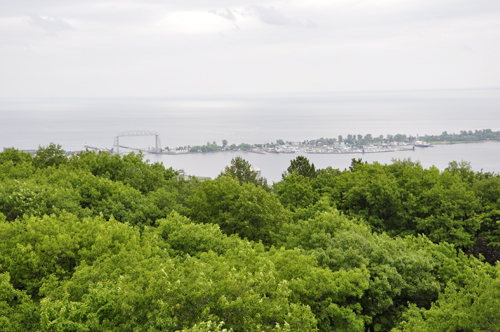 view of the aerial lift bridge from Enger Observation Tower